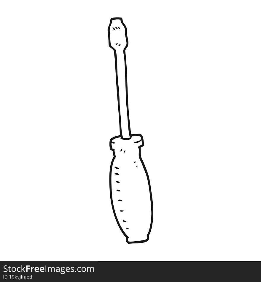 black and white cartoon screwdriver