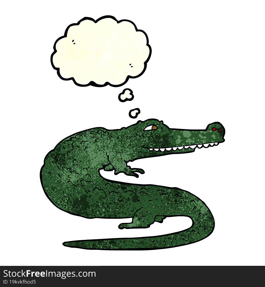 cartoon crocodile with thought bubble