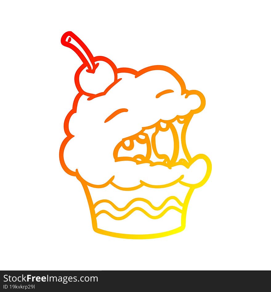 Warm Gradient Line Drawing Funny Cupcake