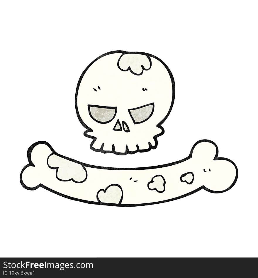 textured cartoon skull and bone symbol