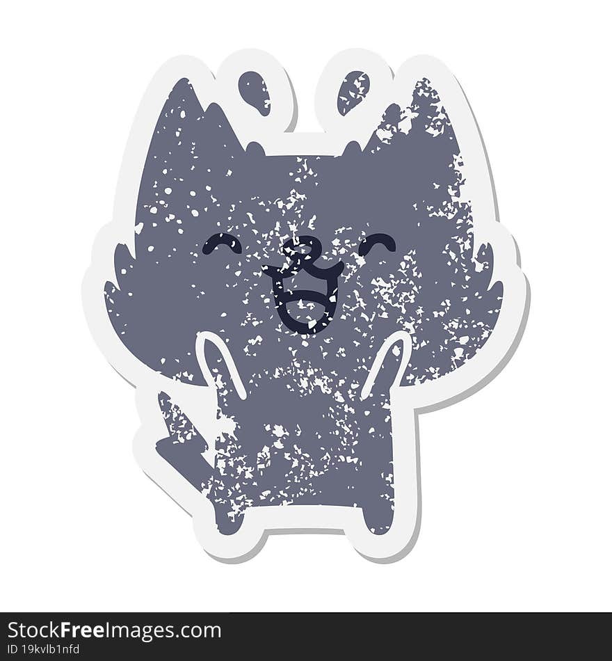 cute frightened cat grunge sticker