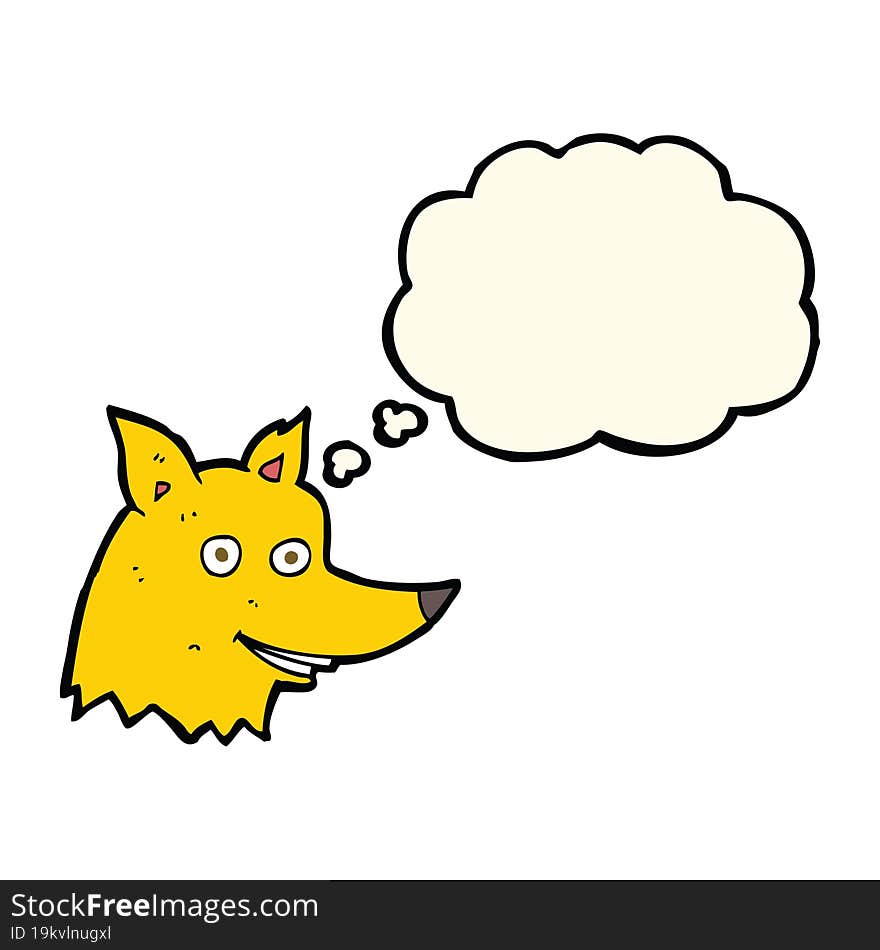 cartoon fox head with thought bubble