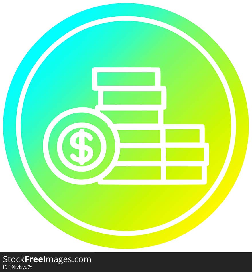 stacked money circular in cold gradient spectrum