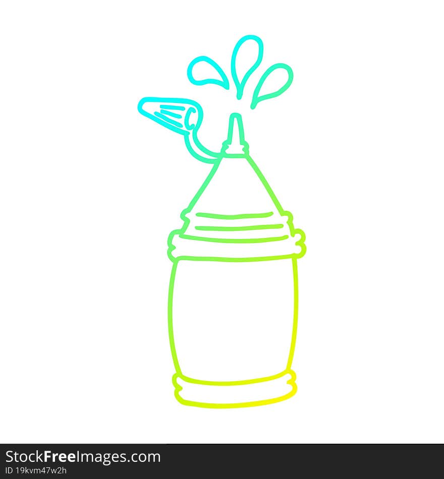 cold gradient line drawing cartoon ketchup bottle