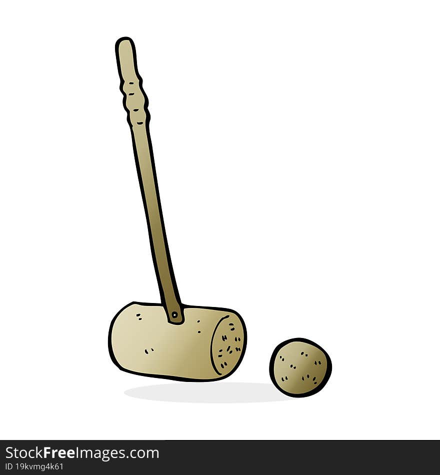 Cartoon Croquet Mallet And Ball