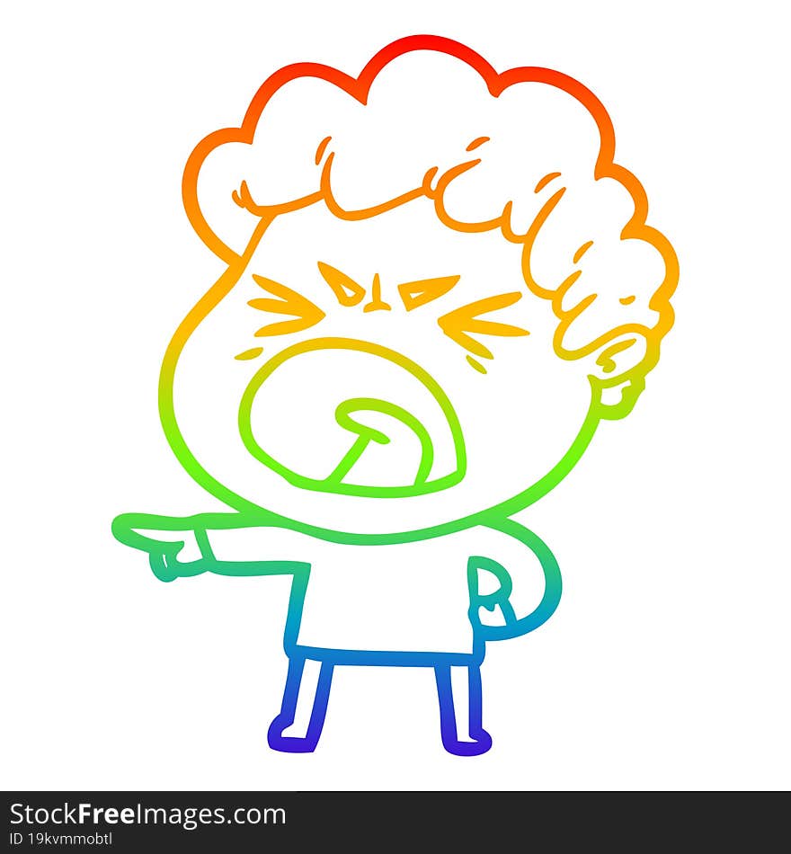 rainbow gradient line drawing cartoon furious man