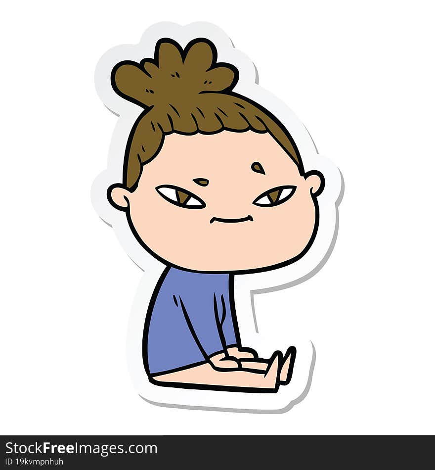 Sticker Of A Cartoon Woman