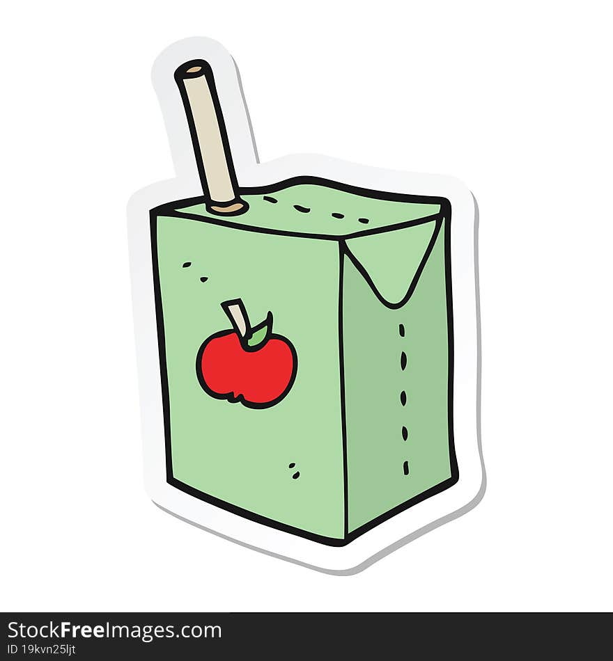 sticker of a cartoon apple juice box