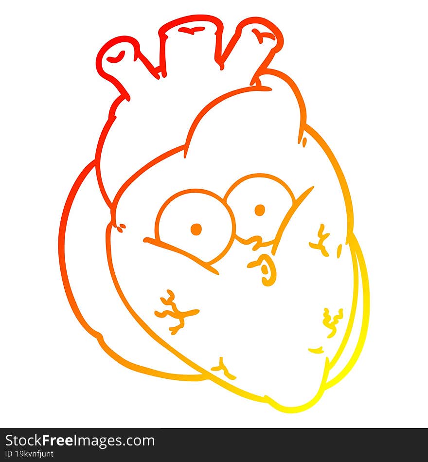 warm gradient line drawing cartoon curious heart