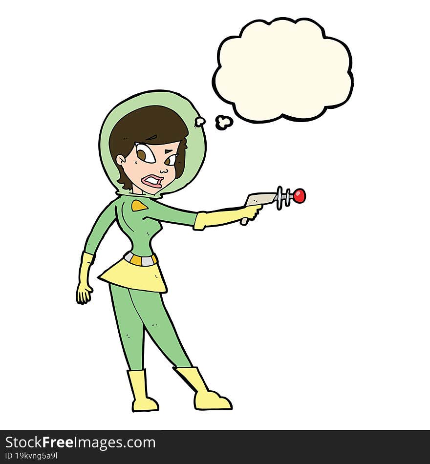 Cartoon Sci Fi Girl With Thought Bubble