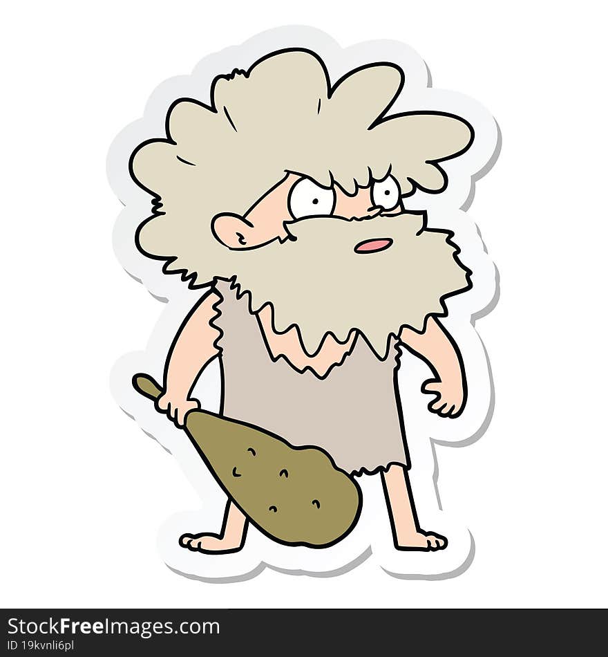 sticker of a cartoon cave man