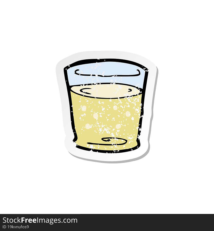 retro distressed sticker of a cartoon whiskey glass