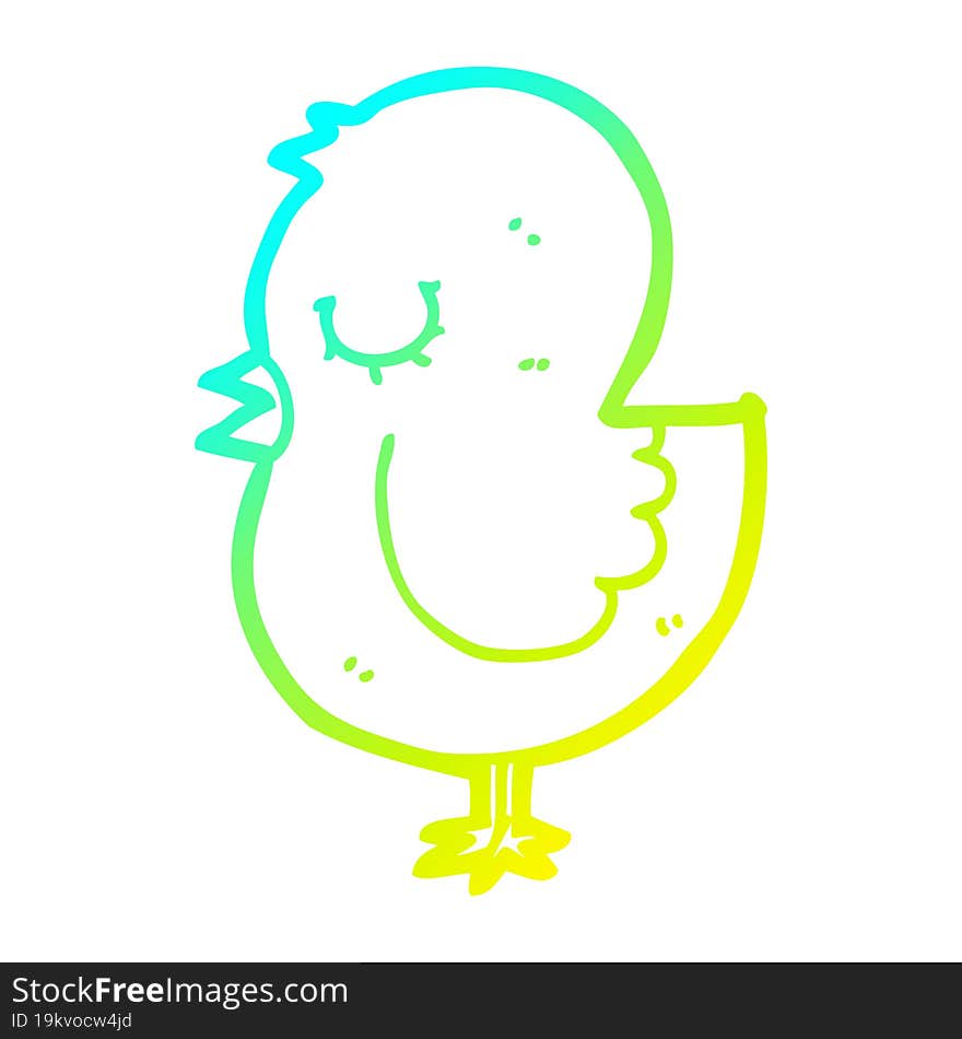 cold gradient line drawing cartoon bird