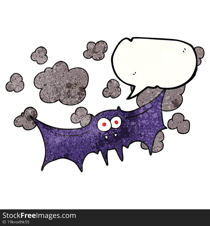 speech bubble textured cartoon vampire bat