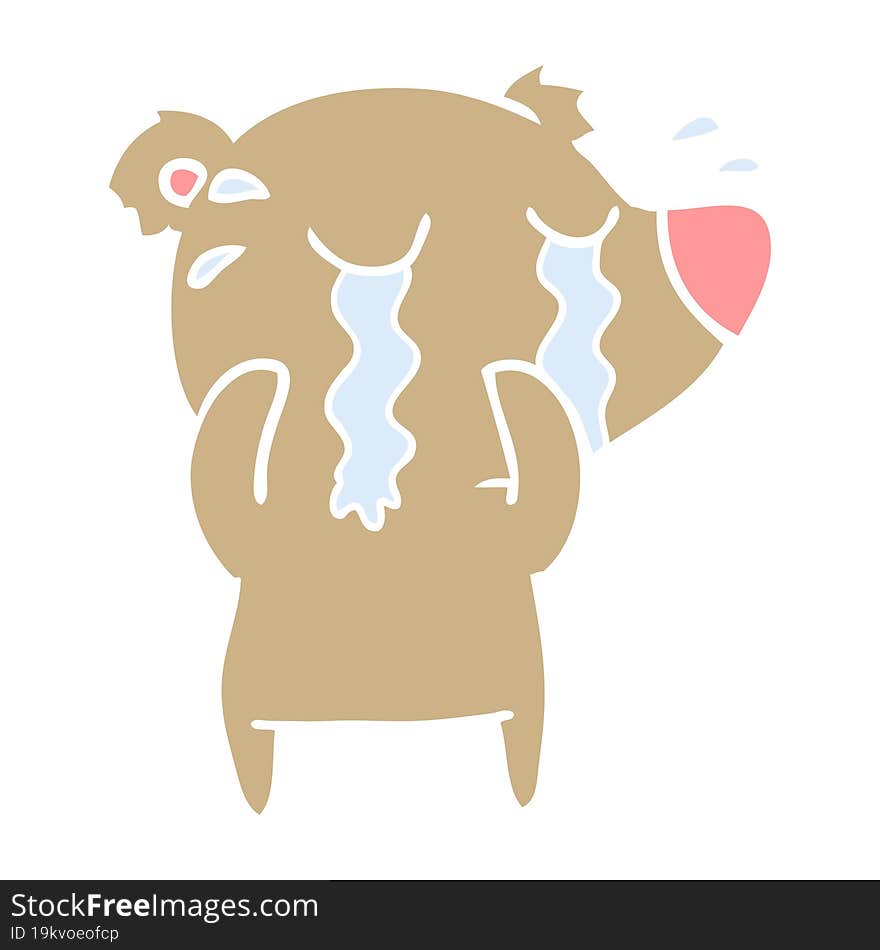 flat color style cartoon crying bear