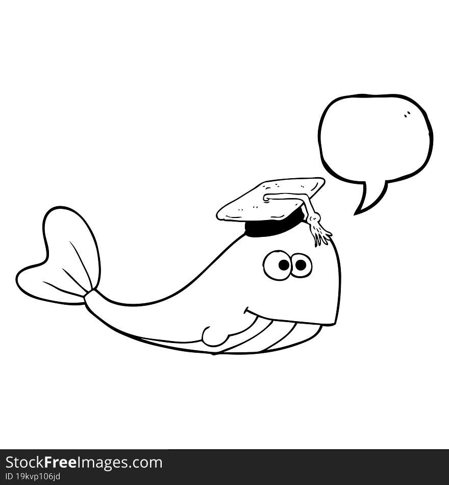 Speech Bubble Cartoon Whale Graduate