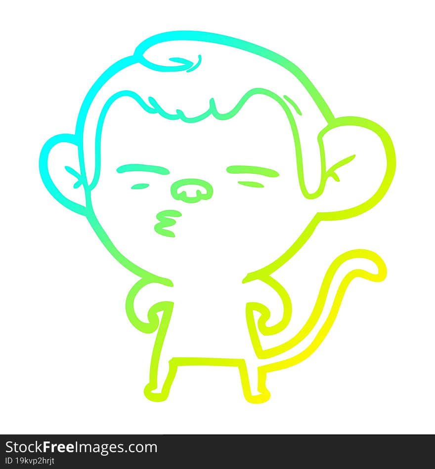 cold gradient line drawing cartoon suspicious monkey