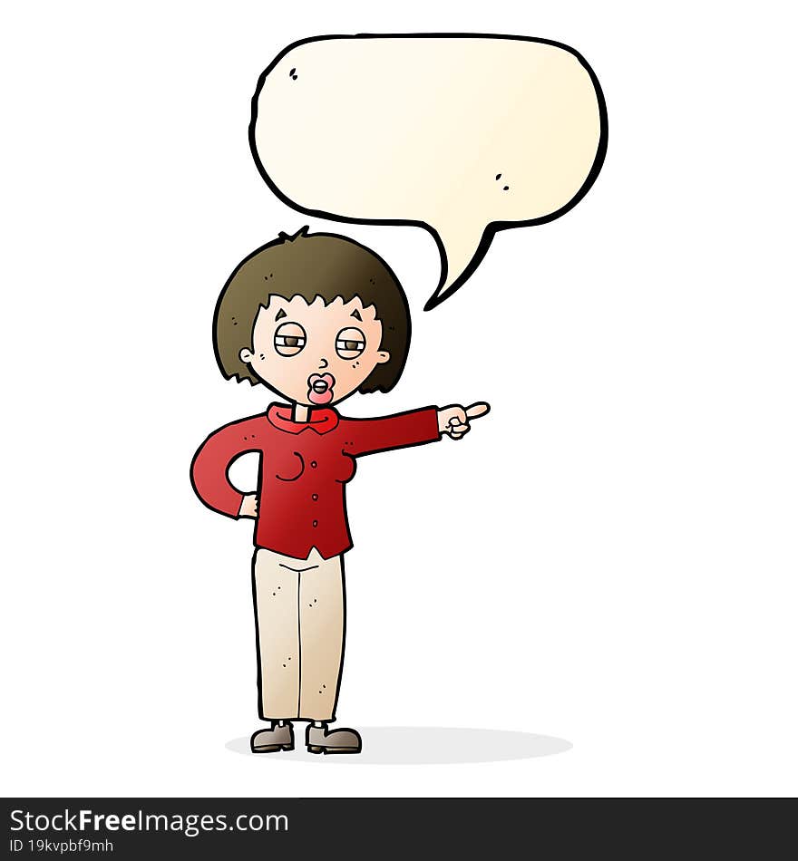 Cartoon Woman Telling Off With Speech Bubble