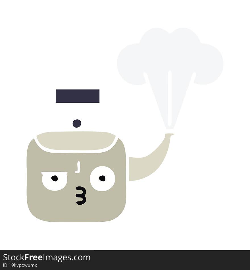 flat color retro cartoon steaming kettle