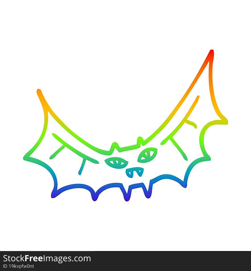 rainbow gradient line drawing cartoon bat