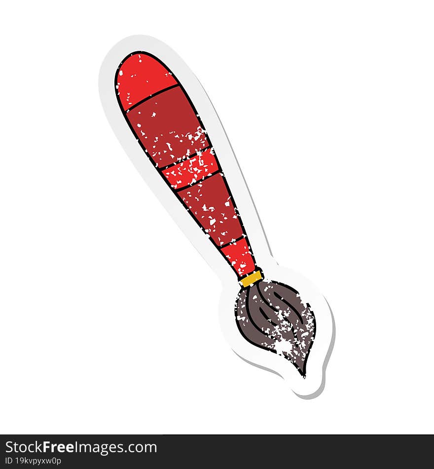 distressed sticker of a quirky hand drawn cartoon paint brush