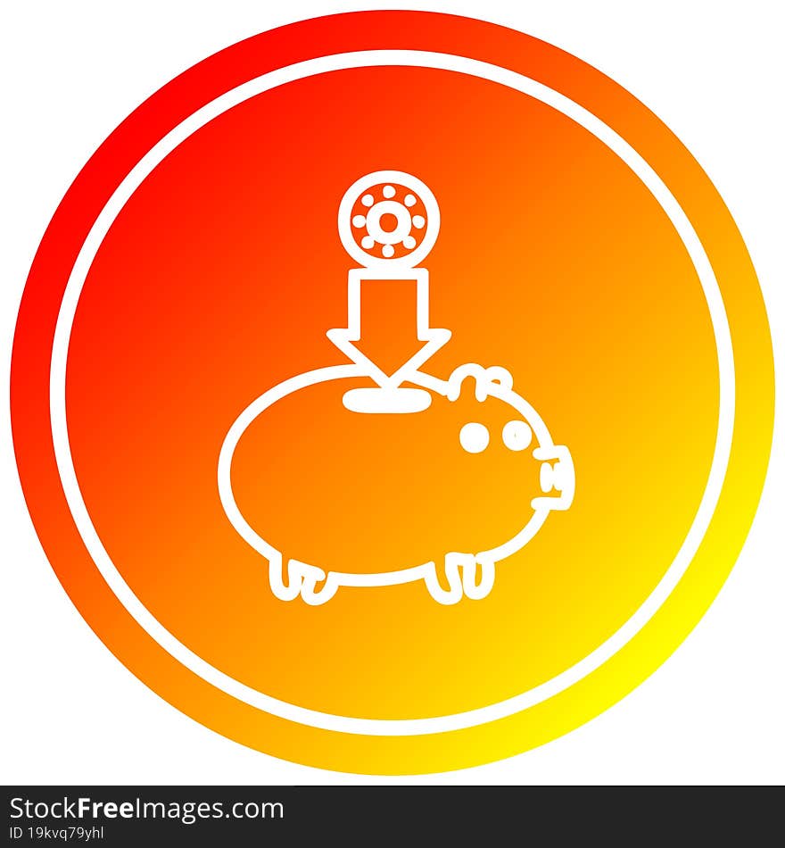 piggy bank circular in hot gradient spectrum