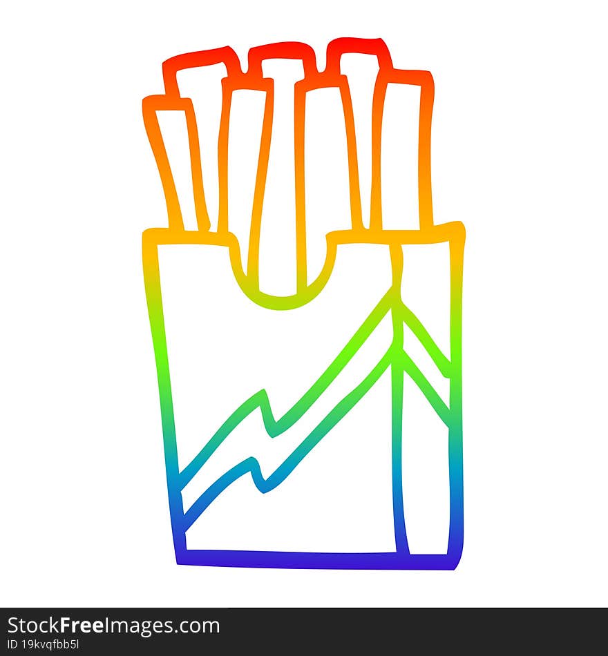 rainbow gradient line drawing of a cartoon fast food fries