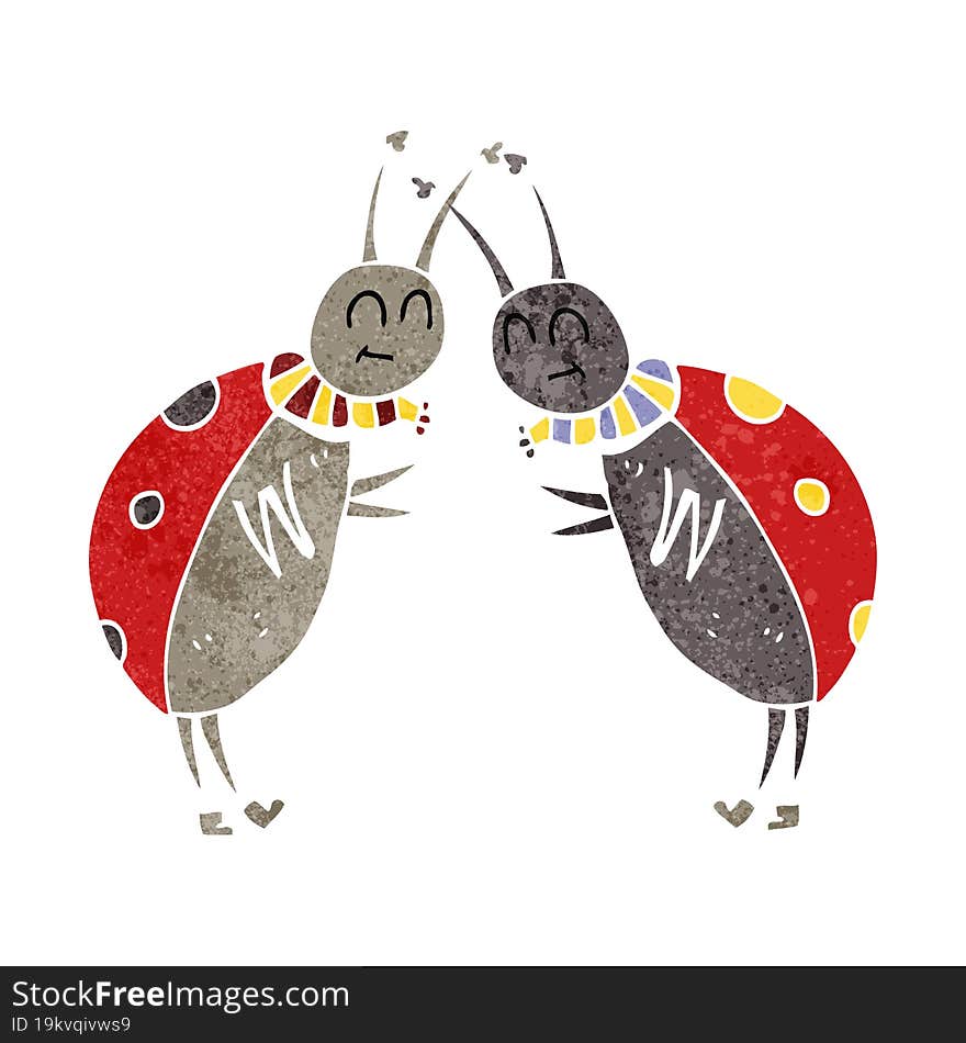 Retro Cartoon Ladybugs Greeting