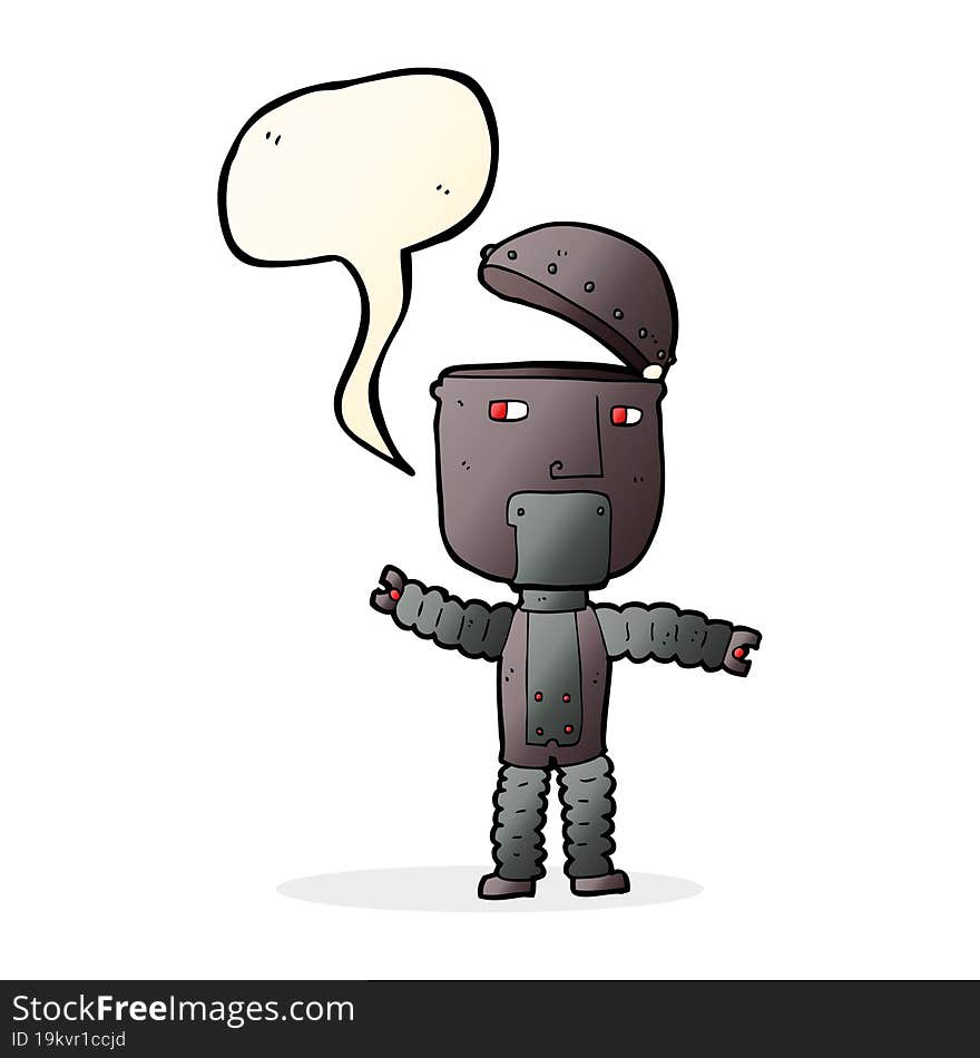 cartoon robot with speech bubble