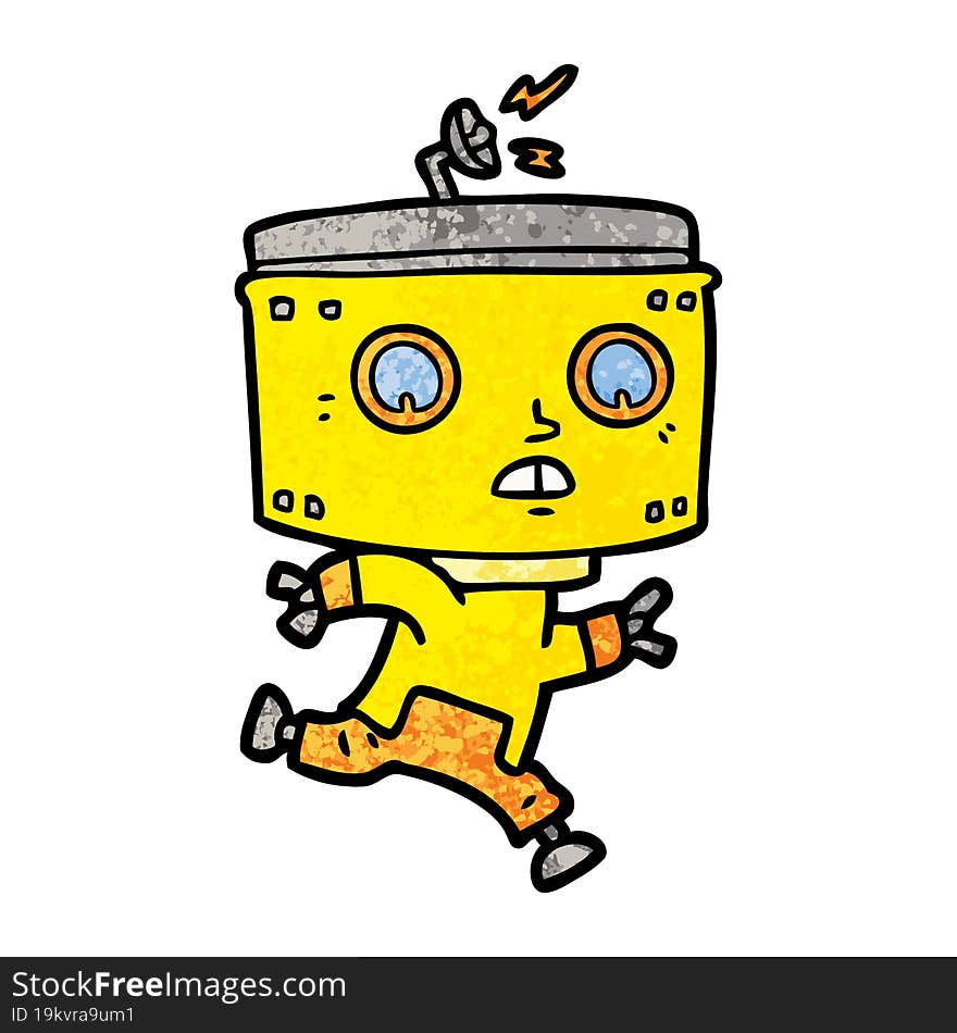 cartoon robot running. cartoon robot running