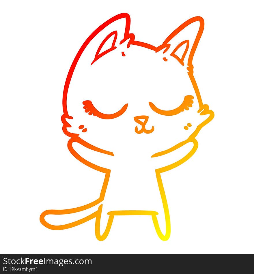 warm gradient line drawing calm cartoon cat