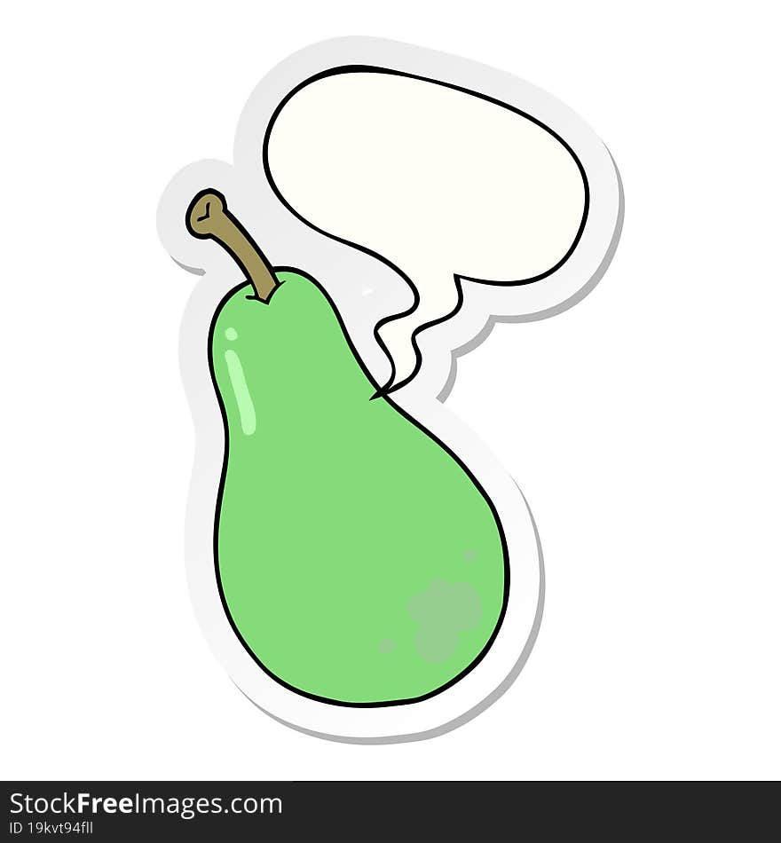 cartoon pear and speech bubble sticker