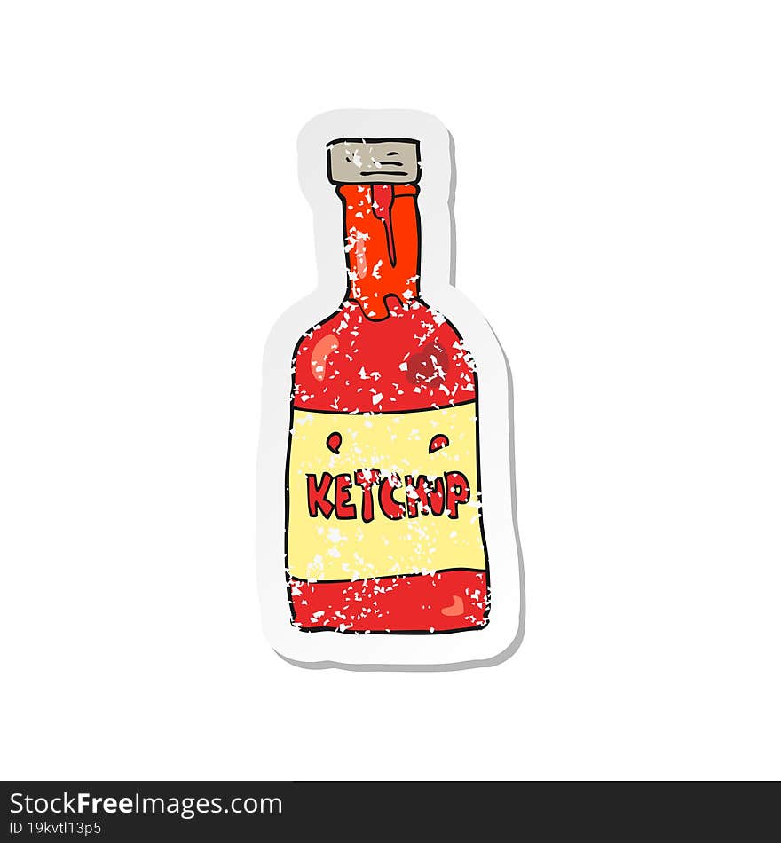 retro distressed sticker of a cartoon ketchup