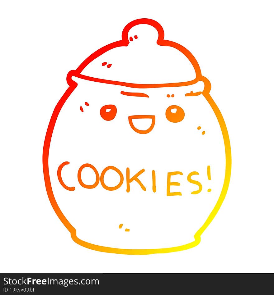 warm gradient line drawing cute cartoon cookie jar