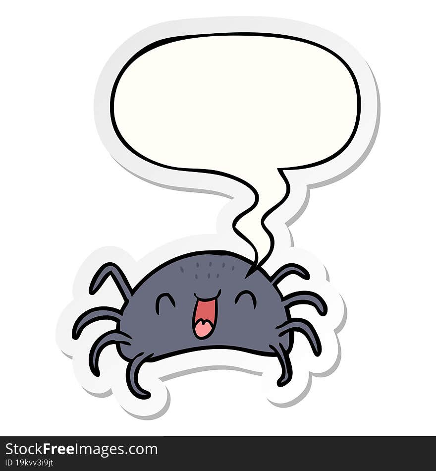 cartoon halloween spider and speech bubble sticker