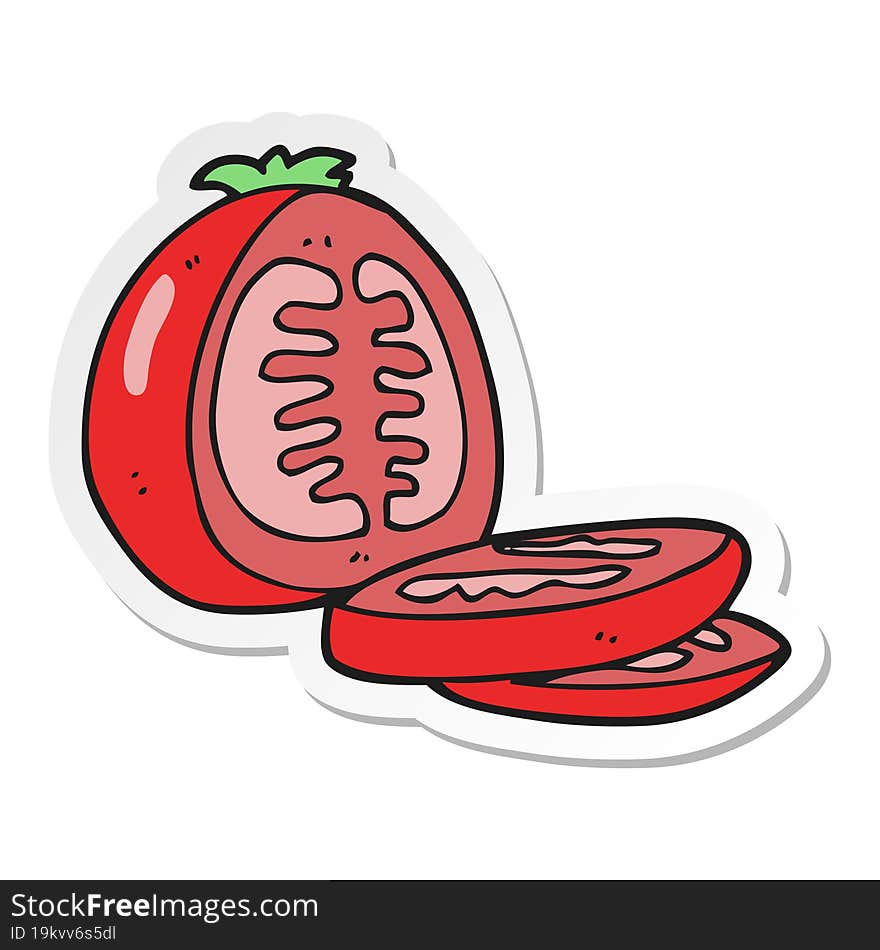 sticker of a cartoon sliced tomato