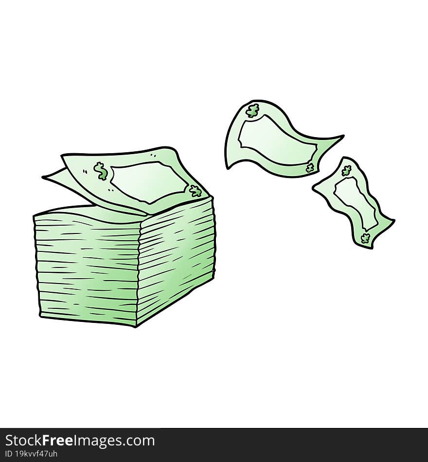 cartoon money blowing away. cartoon money blowing away