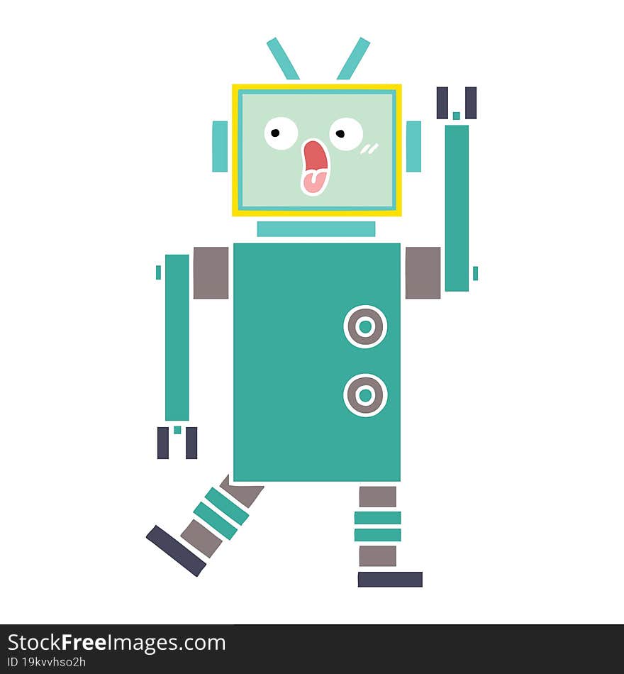 flat color retro cartoon of a robot