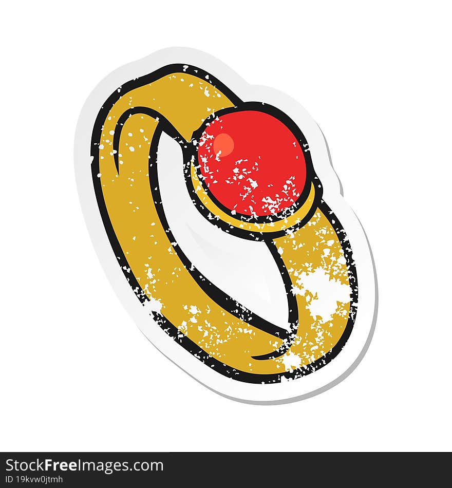 retro distressed sticker of a cartoon ring