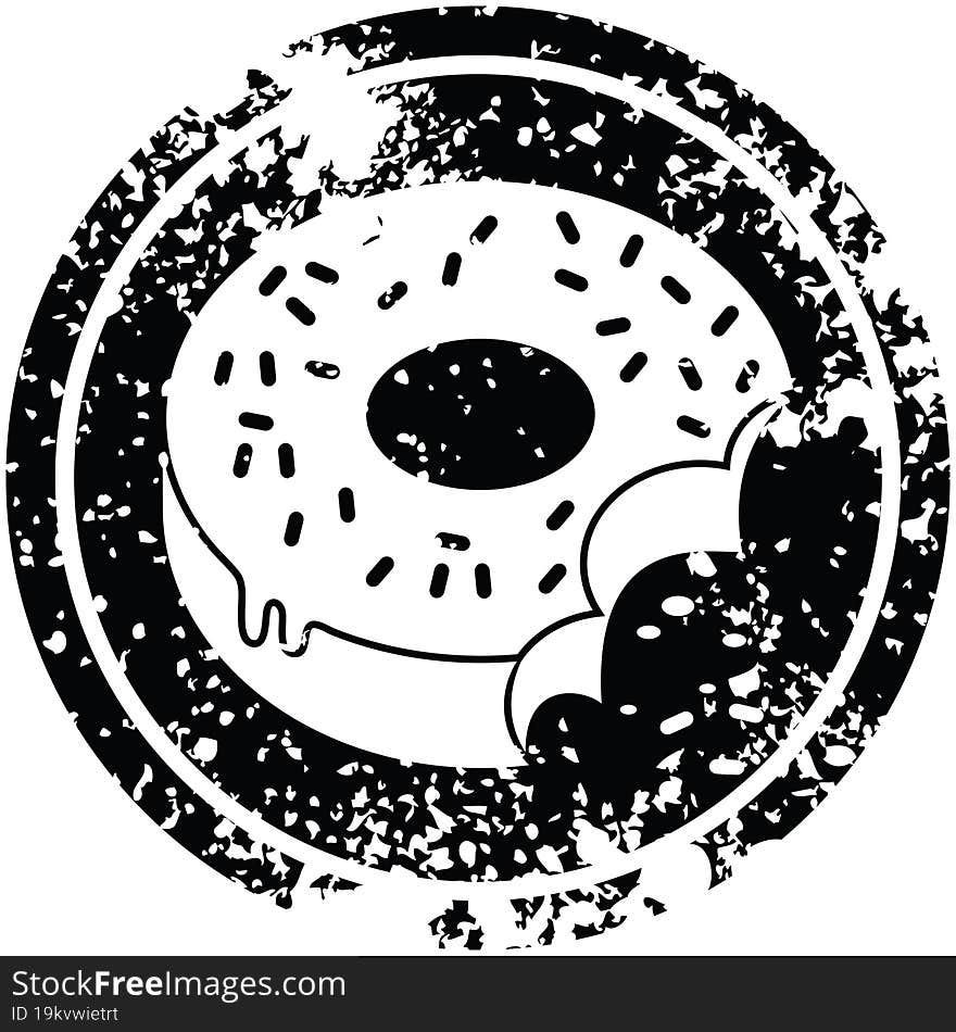 bitten frosted donut circular distressed symbol