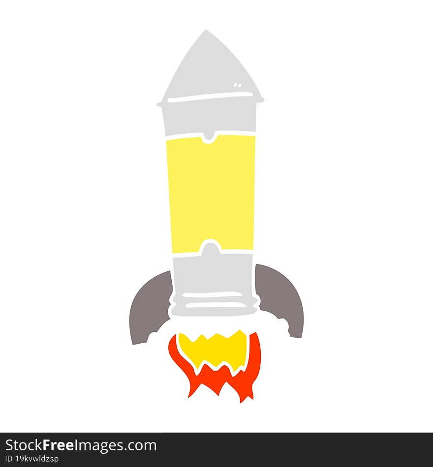 Flat Color Illustration Cartoon Rocket