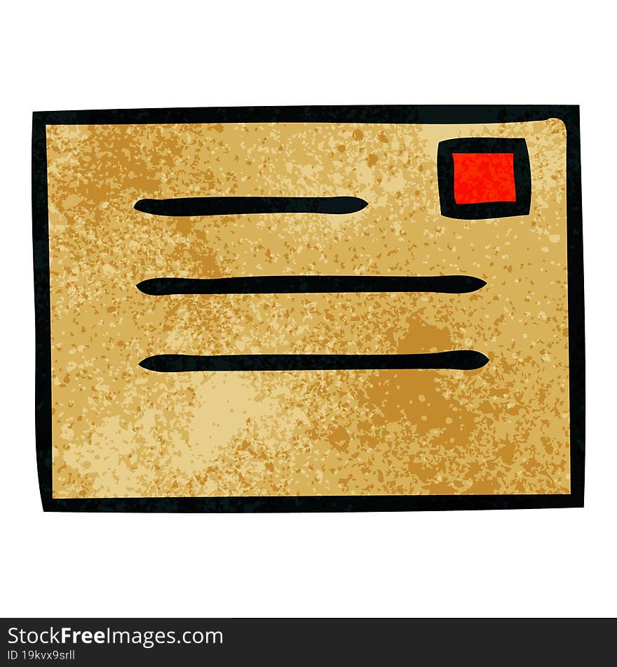 retro grunge texture cartoon of a paper envelope