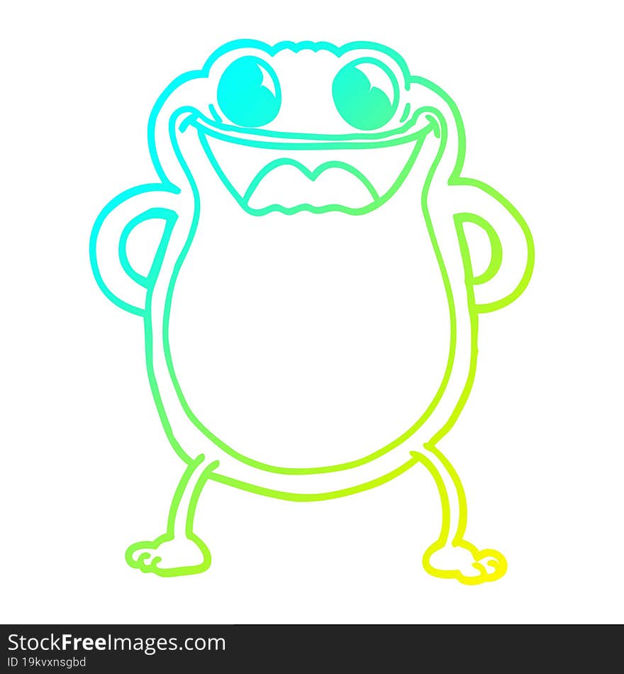 cold gradient line drawing of a cartoon frog