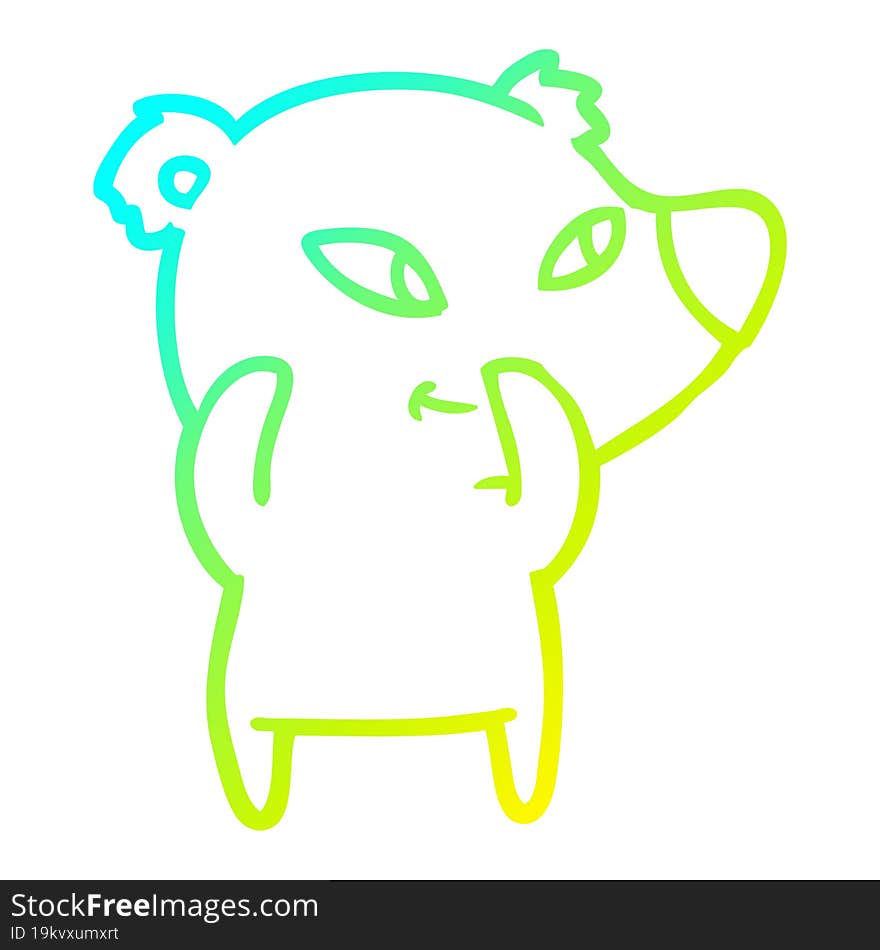 cold gradient line drawing cute cartoon bear