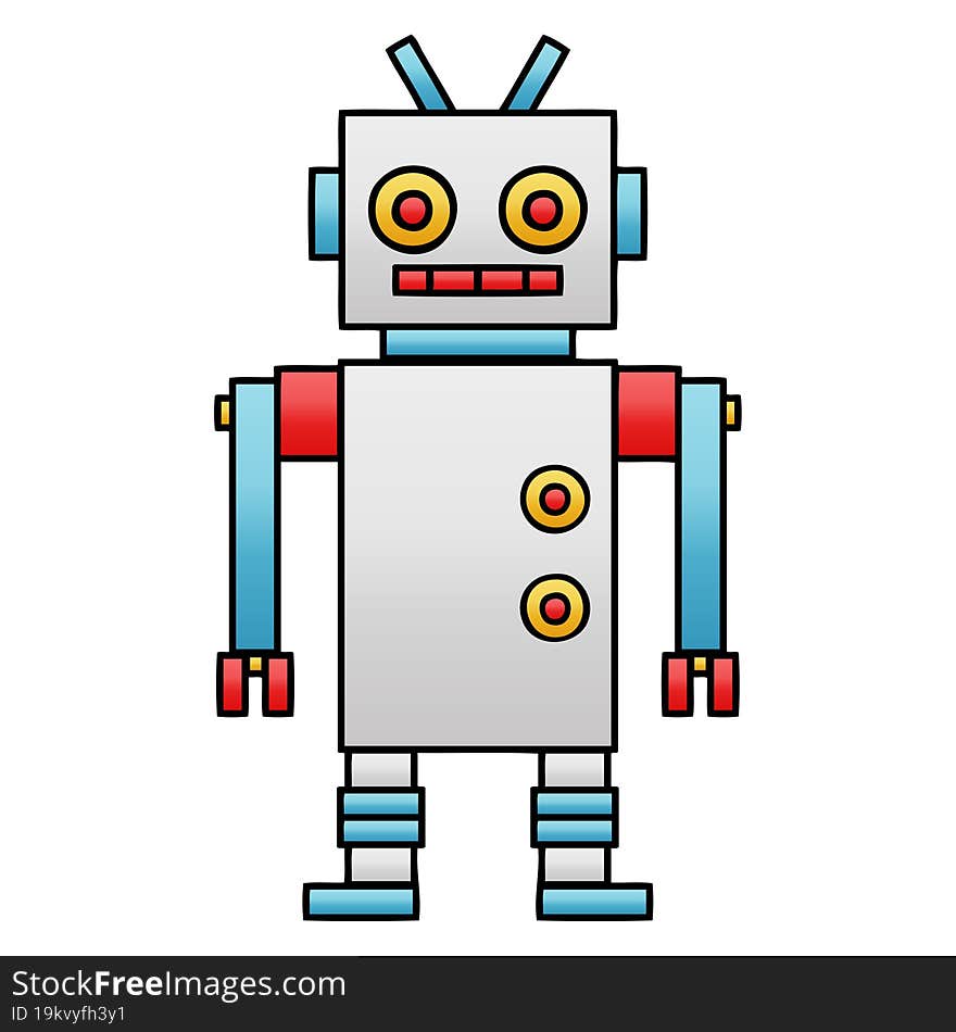 Gradient Shaded Cartoon Dancing Robot