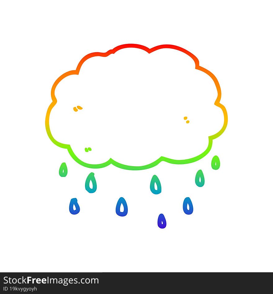 rainbow gradient line drawing cartoon rain cloud