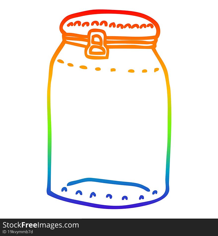 rainbow gradient line drawing of a cartoon glass jar