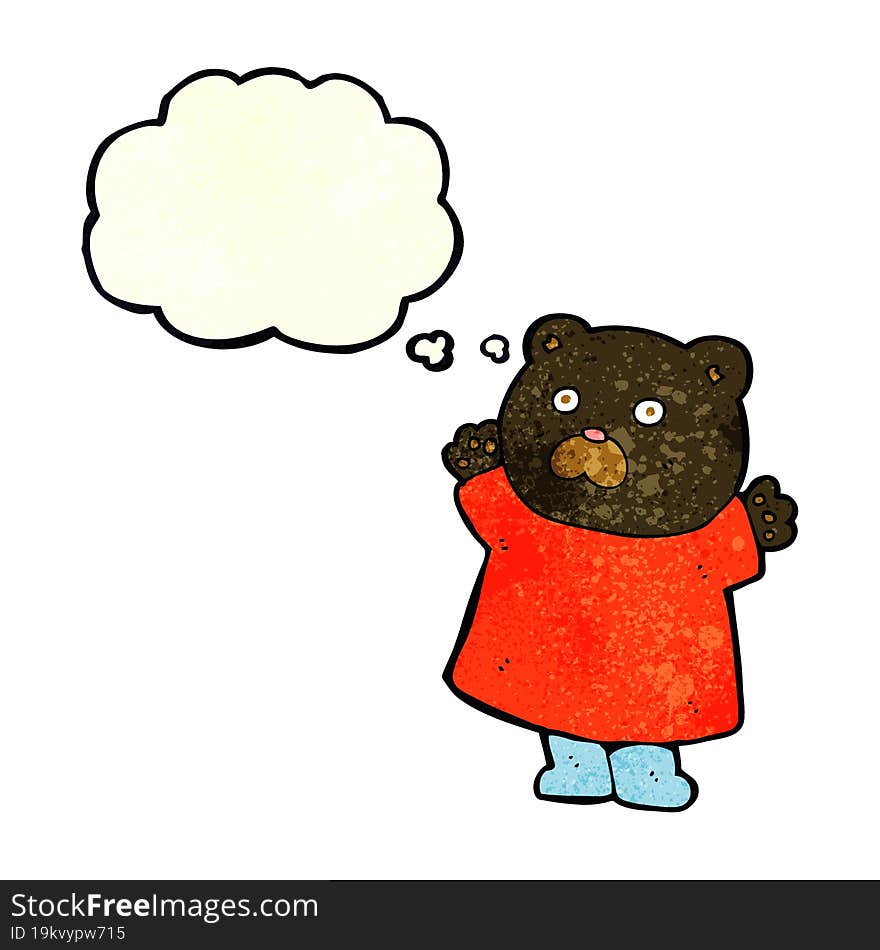 funny cartoon black bear with thought bubble