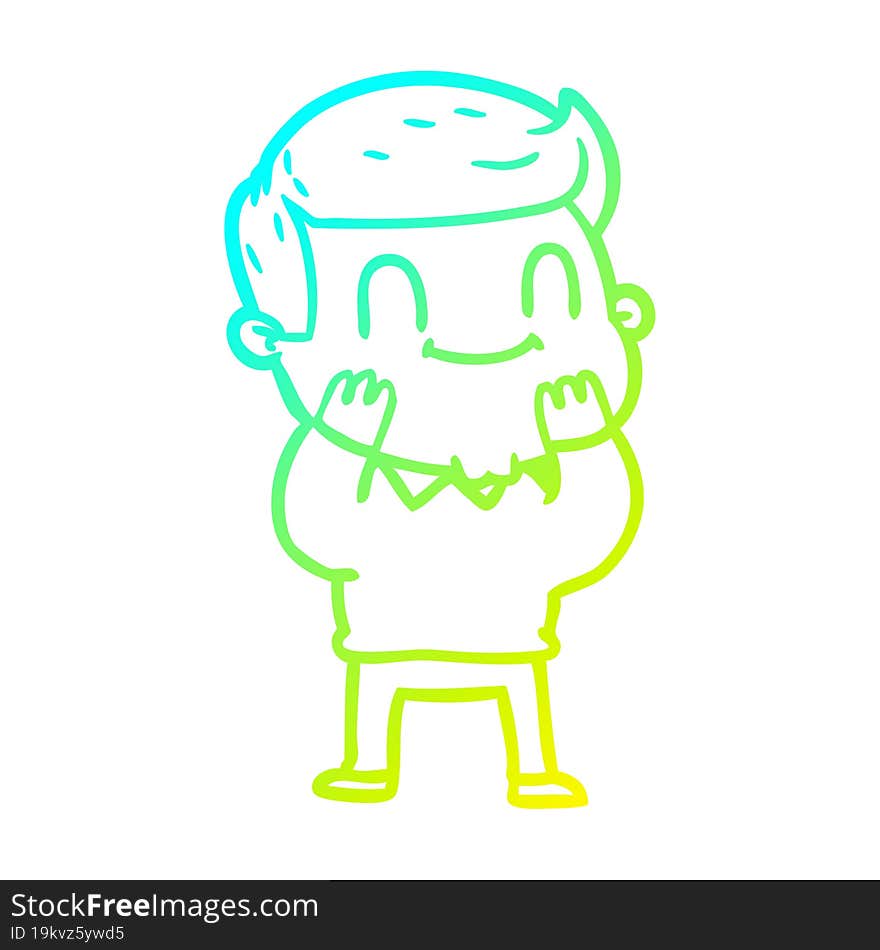 cold gradient line drawing of a cartoon friendly man