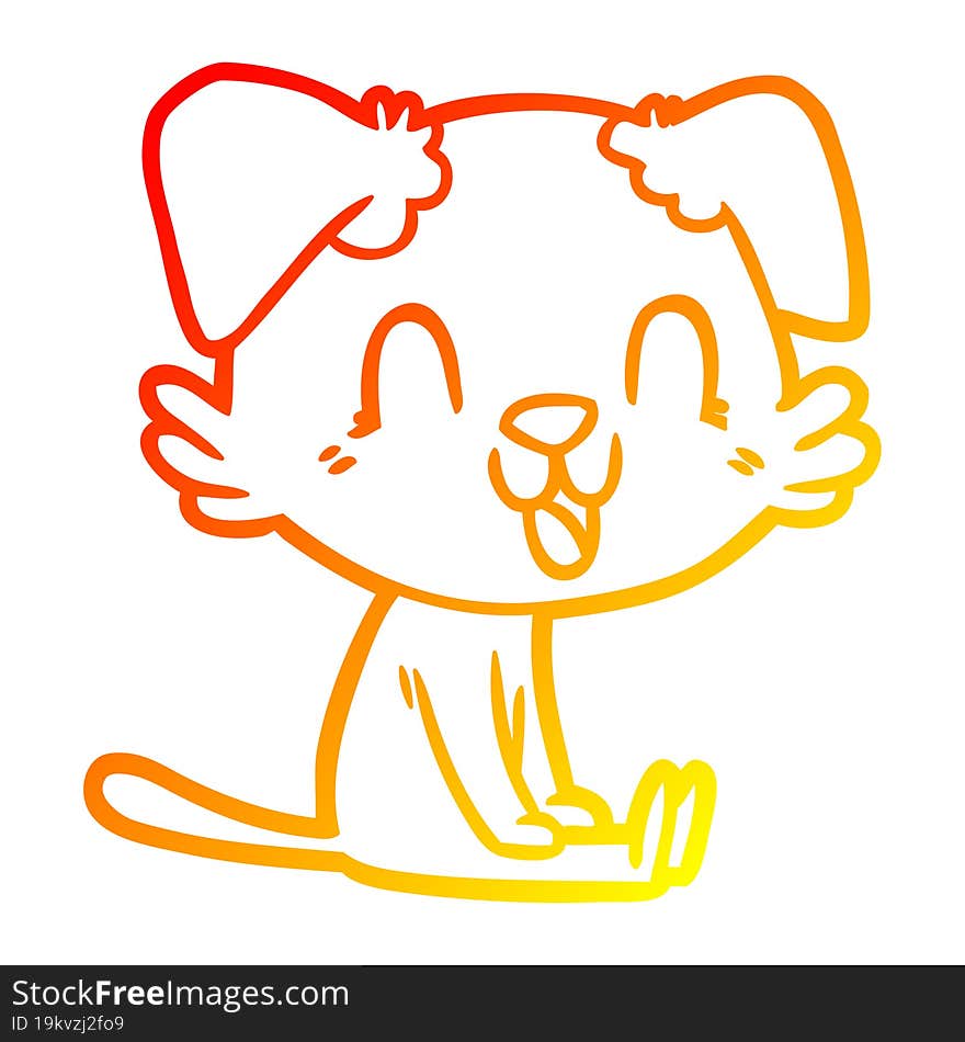 warm gradient line drawing laughing cartoon dog